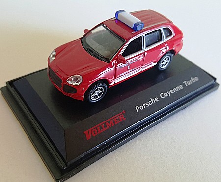 MACHETE AUTO - Macheta Porsche Cayenne Turbo, pompieri, H0, 1:87, Vollmer