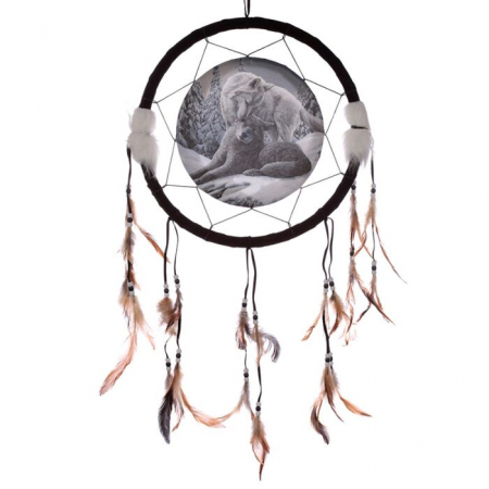Decoratiuni - Prinzator de vise mare- Lisa Parker- cu lupi -Stare de spirit de iarnă, 33 cm