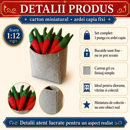 Punga de cumparaturi cu ardei capia, miniatura 1:12 pentru casute de papusi [2]