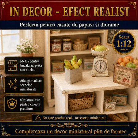 Punga de cumparaturi cu banane, miniatura 1:12 pentru casute de papusi [3]