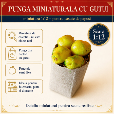 Mancare miniaturala - Punga de cumparaturi cu gutui, miniatura 1:12 pentru casute de papusi