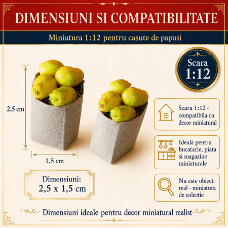 Punga de cumparaturi cu gutui, miniatura 1:12 pentru casute de papusi [1]