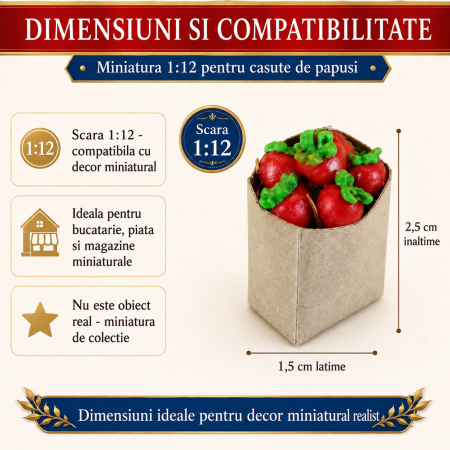 Punga de cumparaturi cu rosii, miniatura 1:12 pentru casute de papusi [1]