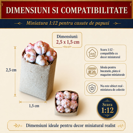 Punga de cumparaturi cu usturoi, miniatura 1:12 pentru casute de papusi [1]