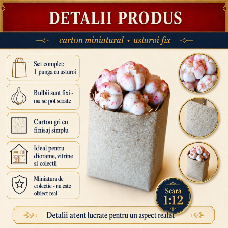 Punga de cumparaturi cu usturoi, miniatura 1:12 pentru casute de papusi [2]