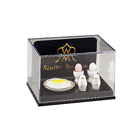 Accesorii si cadouri din portelan deluxe cu Aur 24 K - SET MIC DEJUN CU OUA PORTELAN CU AUR 24K -MINIATURI COLECTIONARI PAPUSI