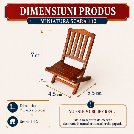 Scaune de gradina set 2 buc din lemn cires, miniatura 1:12 pentru casute de papusi [1]
