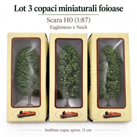 Set 3 Copaci Foioase Miniatura H0 (1:87) pentru Diorama – Accesorii Noch Eaglemoss (Noi, Ambalaj Deformat) [1]