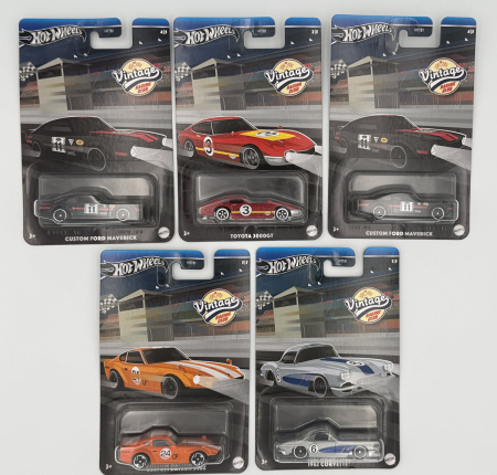 Seturi HOTWHEELS - Set 5 Masinute Metalice Hot Wheels Vintage Racing Club – Scara 1:64 -varianta A
