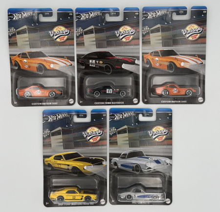 Seturi HOTWHEELS - Set 5 Masinute Metalice Hot Wheels Vintage Racing Club – Scara 1:64 -varianta B