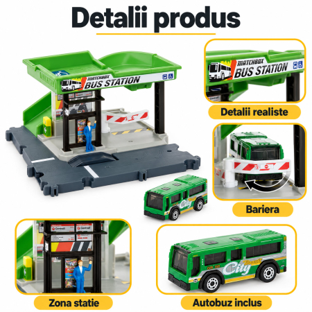 Set de joaca Matchbox Action Drivers Statia de Autobuz cu autobuz inclus, scara 1:64 [4]