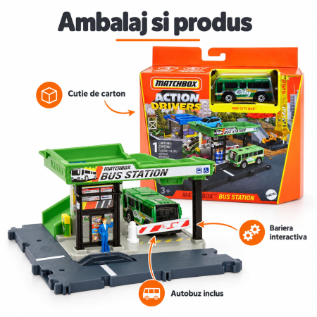 Set de joaca Matchbox Action Drivers Statia de Autobuz cu autobuz inclus, scara 1:64 [3]