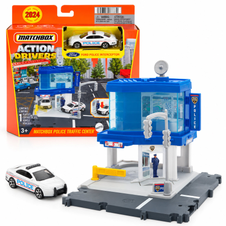 Set de joaca Matchbox Action Drivers Statie de Politie cu Ford Police Interceptor, scara 1:64 [2]
