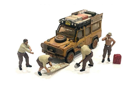 Mini Diorame - Set figurine off-road American Diorama 76492MJ, scara 1:64 – 4 figurine + 2 accesorii