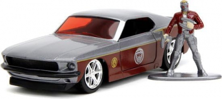 Masini de strada - Set joaca cu masinuta Ford Mustang 1969 si Figurina Star Lord, Jada Toys, scara 1/32