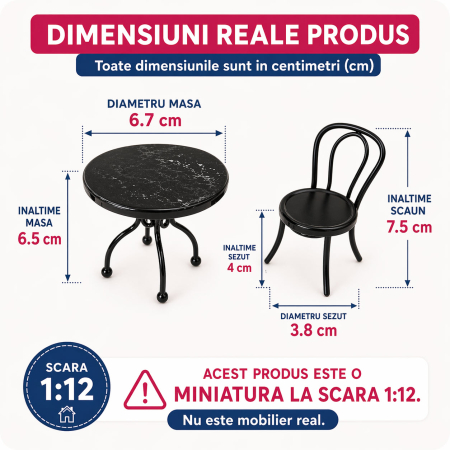 Set masa cu blat din marmura si 2 scaune de gradina - miniaturi papusi [1]