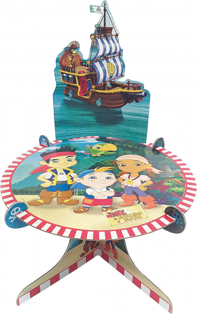 DECORATIUNI PETRECERE CARNAVAL - Suport pentru tort cu un singur nivel Disney Junior Amscan Jake & The Neverland, accesoriu pentru petrecere