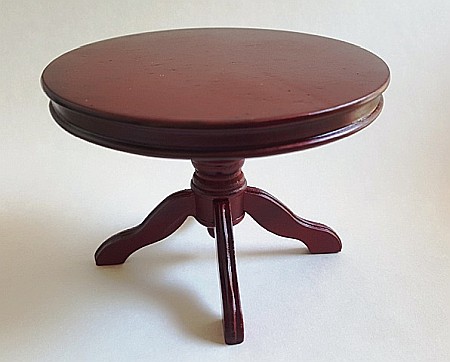 DINING ROOM / LIVING ROOM- mobilier si accesorii - Masa Mare Rotunda Windsor Culoare mahon - Miniatura Colectionari Papusi