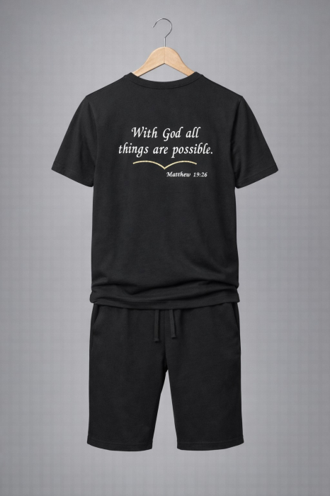 Compleu Negru Unisex „With God All Things Are Possible” – HolySignature [2]