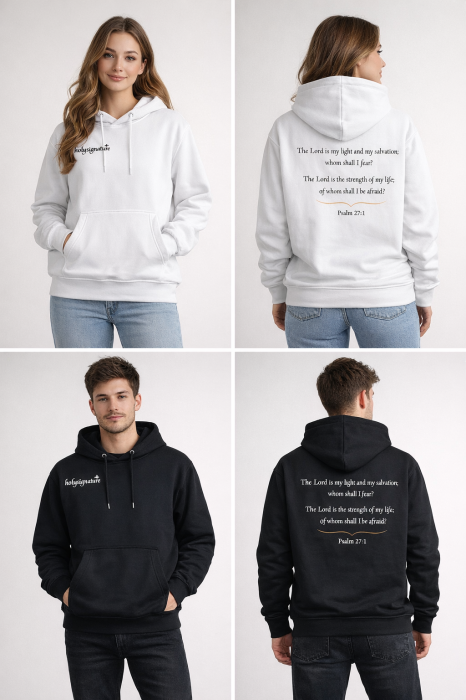 Hanorac Unisex Alb/Negru „The Lord is My Light” – HolySignature [2]