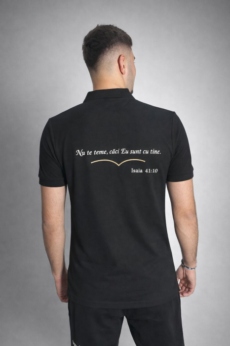 Tricou Polo Negru Unisex – Nu te teme, caci eu sunt cu tine [6]