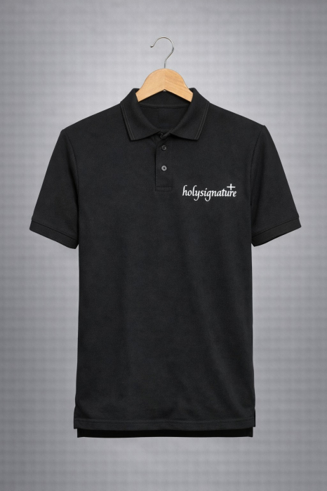 Tricou Polo Negru Unisex – Nu te teme, caci eu sunt cu tine [5]