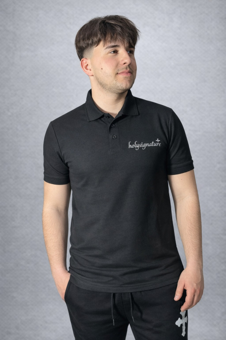 Tricou Polo Negru Unisex – Nu te teme, caci eu sunt cu tine [2]