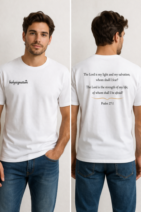 Tricou Unisex Alb/Negru „The Lord is My Light” – HolySignature [3]