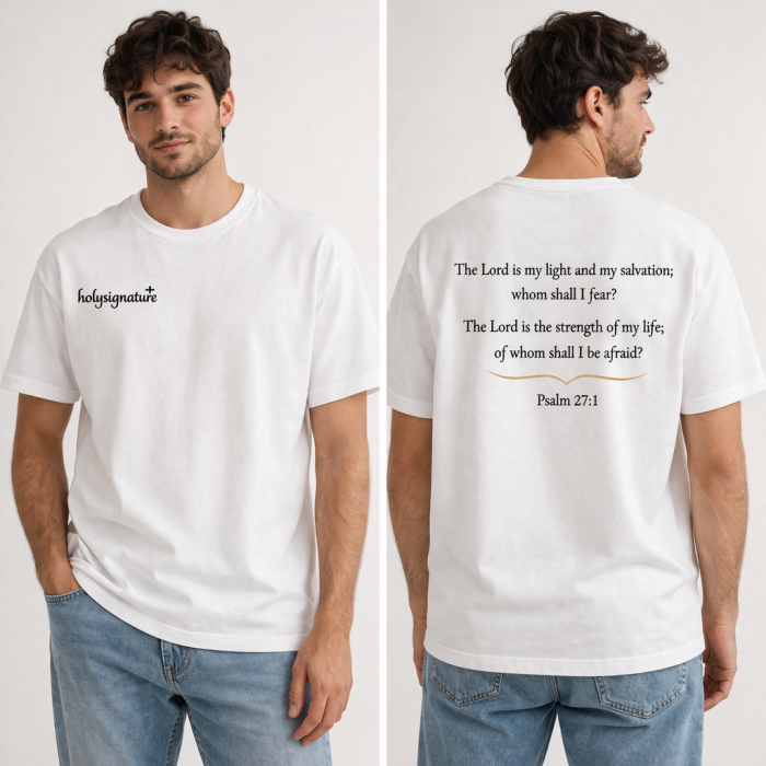 Tricou Unisex Alb/Negru „The Lord is My Light” – HolySignature [2]