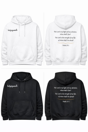 Hanorace - Hanorac Unisex Alb/Negru „The Lord is My Light” – HolySignature