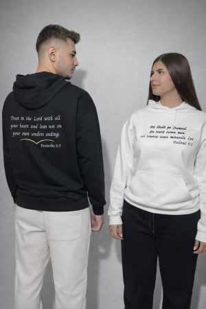 Pentru Cupluri - Set Hanorace Cuplu „Faith Collection” Alb/Negru – HolySignature