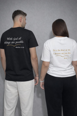 Pentru Cupluri - Set Tricouri Cuplu „Faith Collection” Alb/Negru – HolySignature