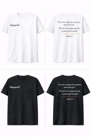 Tricouri - Tricou Unisex Alb/Negru „The Lord is My Light” – HolySignature