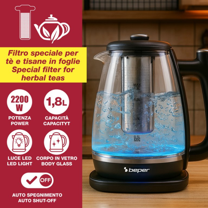 Beper P101BOL200 Fierbator electric cu filtru pentru ceai 1.8L [2]