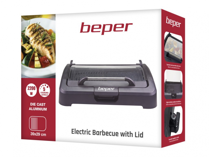 Gratar electric cu capac de sticla Beper 90.871 [11]