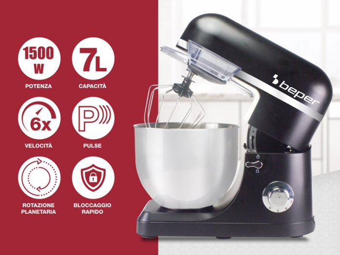 Mixer planetar cu bol de 7L Beper P102SBA550 [8]