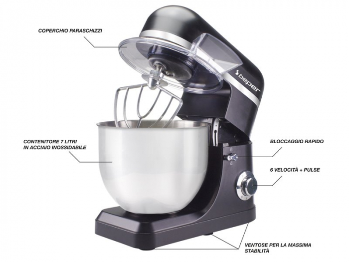 Mixer planetar cu bol de 7L Beper P102SBA550 [6]