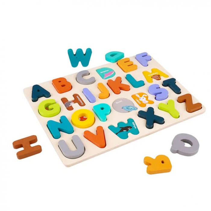 Puzzle incastru din lemn cu litere Phoohi PH07J013 [1]