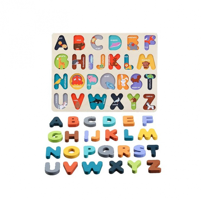 Puzzle incastru din lemn cu litere Phoohi PH07J013 [3]