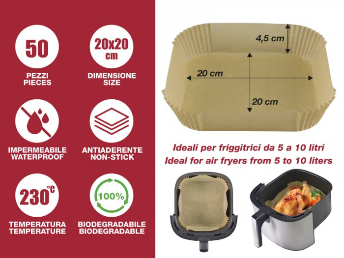 Set de 50 tavite de hartie pergament pentru friteuza cu aer Beper C103ACC004 [3]