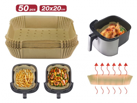 Bucatarie - Set 50 hartii pentru Air Fryer - forma patrata Beper C103ACC003