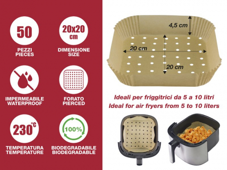 Set 50 hartii pentru Air Fryer - forma patrata Beper C103ACC003 [1]