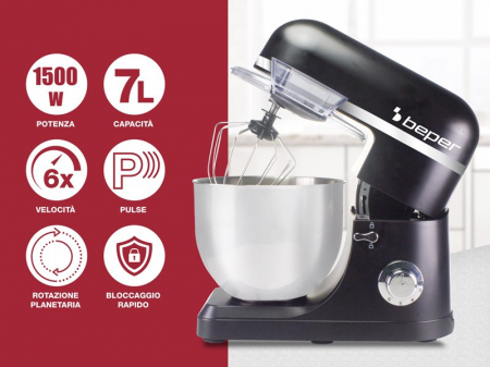 Mixer planetar cu bol de 7L Beper P102SBA550 [7]