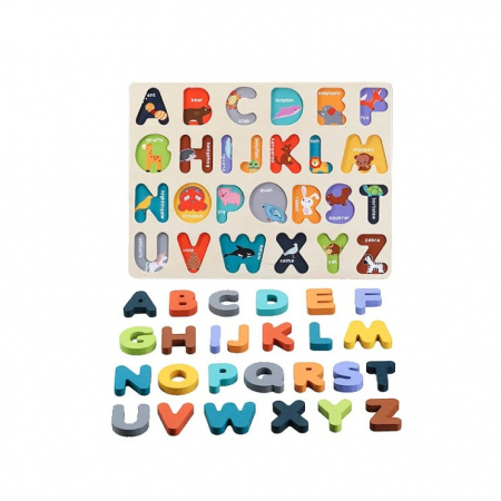 Puzzle incastru din lemn cu litere Phoohi PH07J013 [2]
