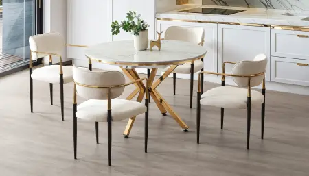 Set Dining Zenitplus Gold & Marble Set Dining - Set Dining Zenitplus Gold & Marble