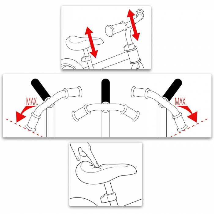 Bicicleta fara pedale pentru copii, multicolor, varsta 2-4 ani, cadru metalic, sa reglabila, manere anti-strivire, The Princess, Disney [3]