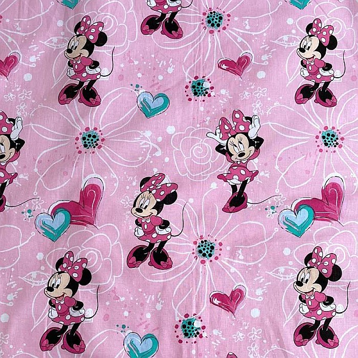Cearceaf cu margini elastice, multicolor, 100% bumbac, 90 x 200 cm, Flowers, Minnie Mouse [3]