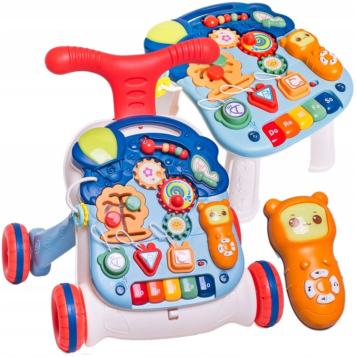 Antemergator Multifunctional 5-in-1 Homio – Masa Interactiva Detasabila, Lumini si Sunete, Panou Muzical, Moduri Senzoriale de Joaca, Albastru [2]