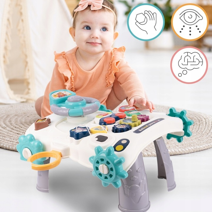 Antemergator Multifunctional 6 in1, Homio, Bicicleta de Echilibru, Centru de Activitati, Tricicleta cu Maner, Jucarii Muzicale, Lumini, Panou Detasabil, Volan, Forme Colorate, Roti Antiderapante, Stru [9]