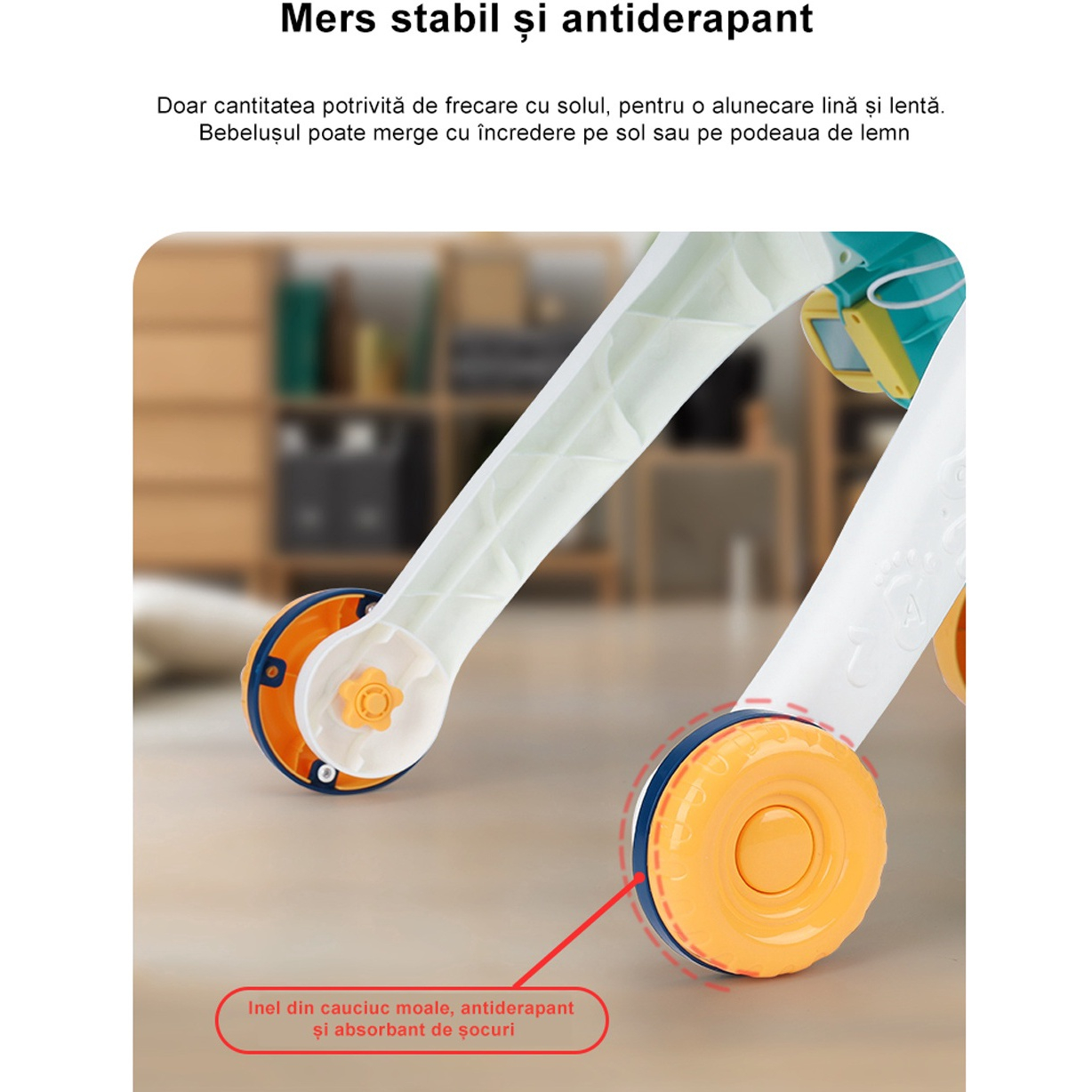 Antepremergator 2in1, 43x42x35 cm, pentru bebelusi, multifunctional, interactiv, masinuta detasabila, cu lumini si sunete, 9+ luni, albastru [5]